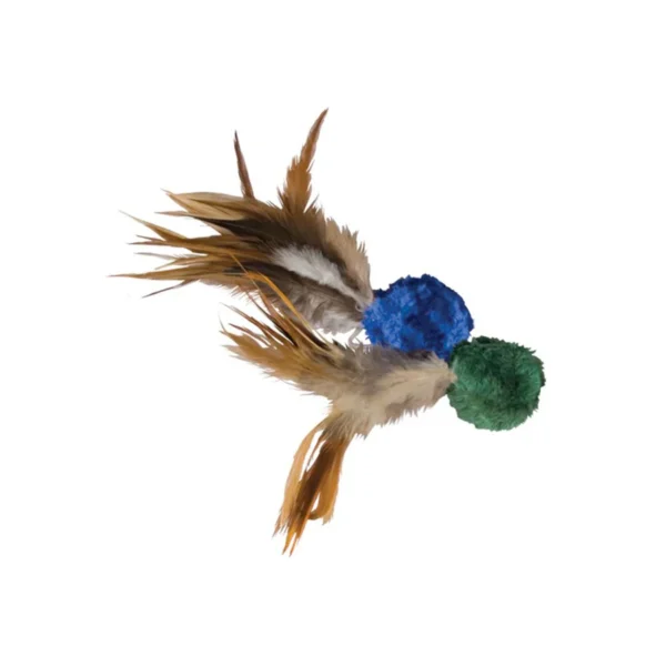 Naturals Crinkle Ball with Feathers Cat Toys Assorted